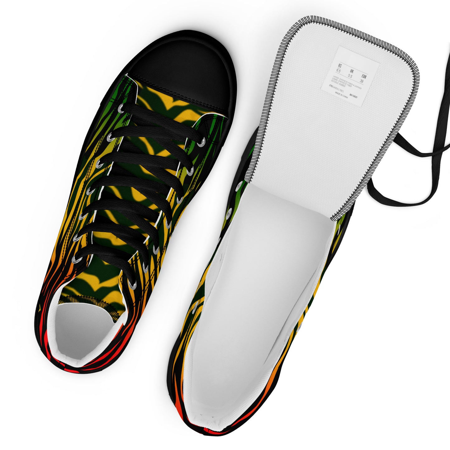 Reggae Jamaica Men’s high top canvas shoes