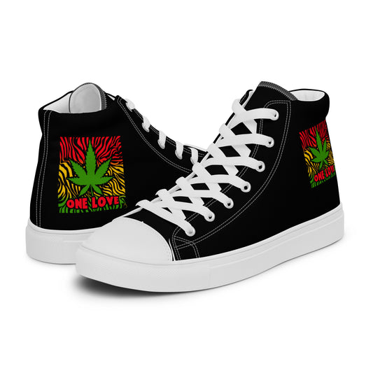 One LoVE Cannabis Men’s high top canvas shoes